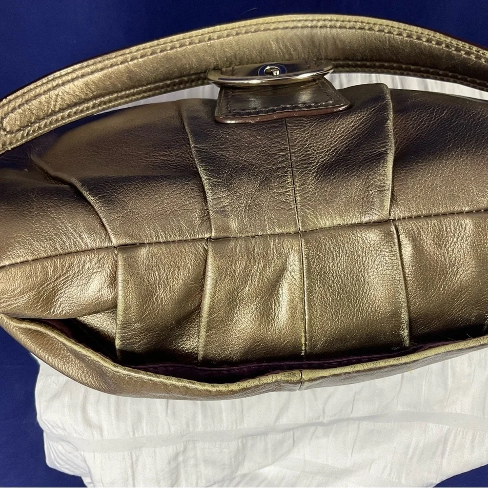 Coach Metallic Leather Hobo Shoulder Bag | Gold Bronz - Picture 8 of 16